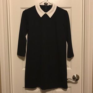 Black 3/4 sleeve dress with white collar - S